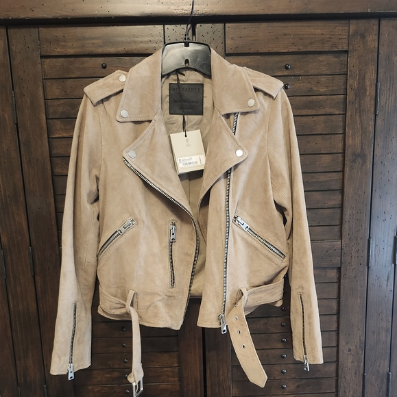 !EXCELLENT DEAL! All Saints SUEDE biker jacket....GORGEOUS - Picture 8 of 10